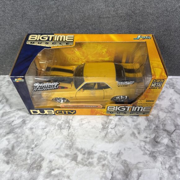 1/24 Jada Dub City Big Time Muscle 1969 Chevy Camaro Diecast Metal Yellow Black - Picture 2 of 7